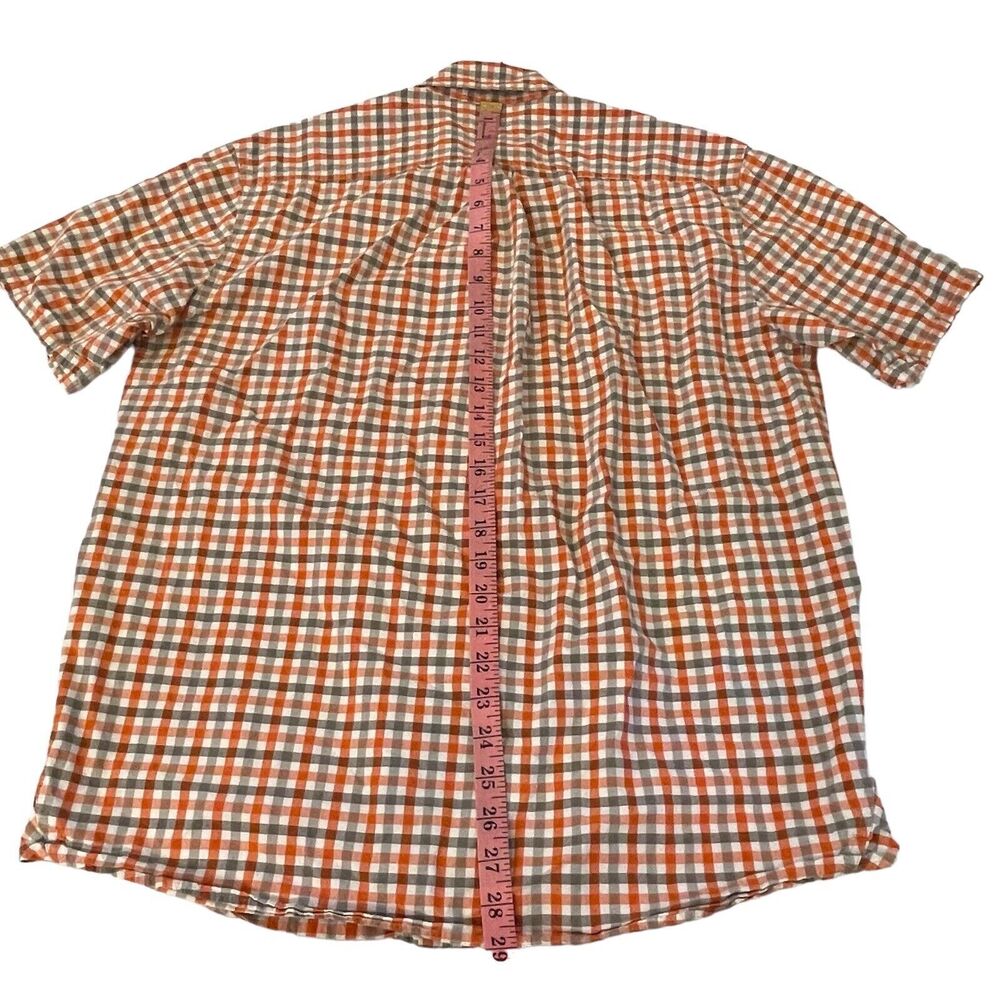 Eddie Bauer Check Shirt Men’s M Short Sleeve Button Down Gray Orange - Picture 15 of 16